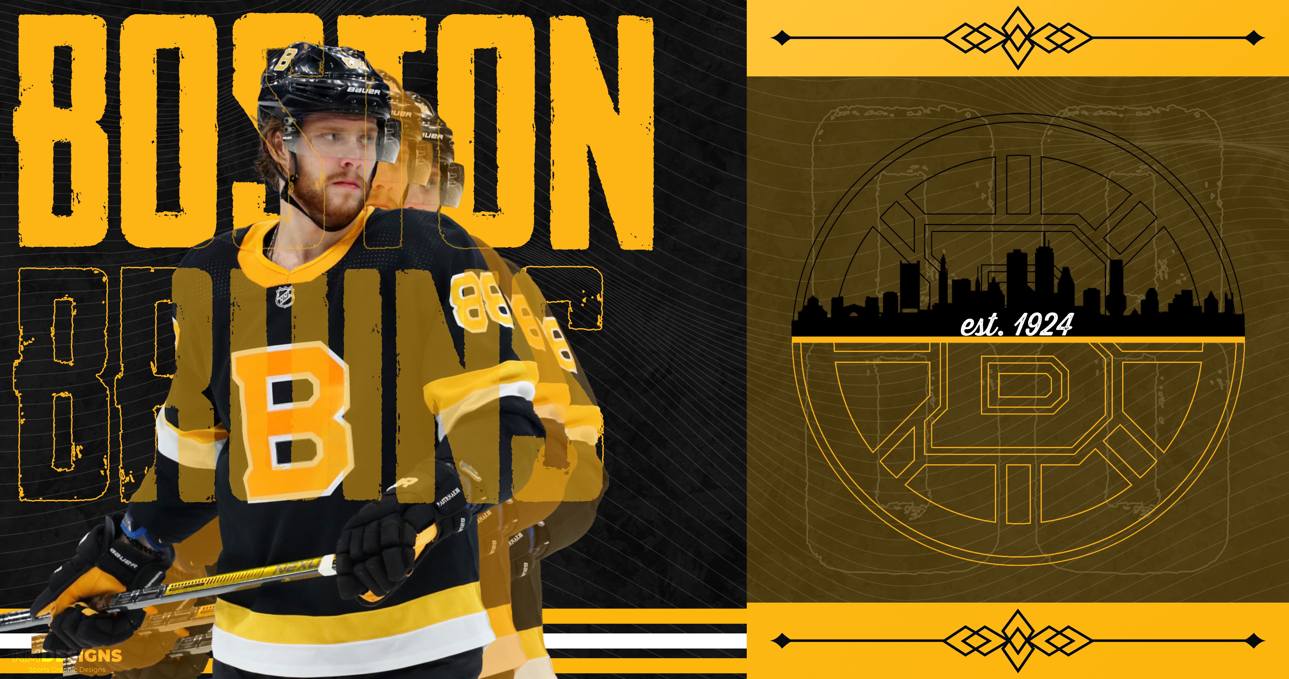 Boston Bruins' David Pastrnak Graphic, by KM Sports Designs (Me).